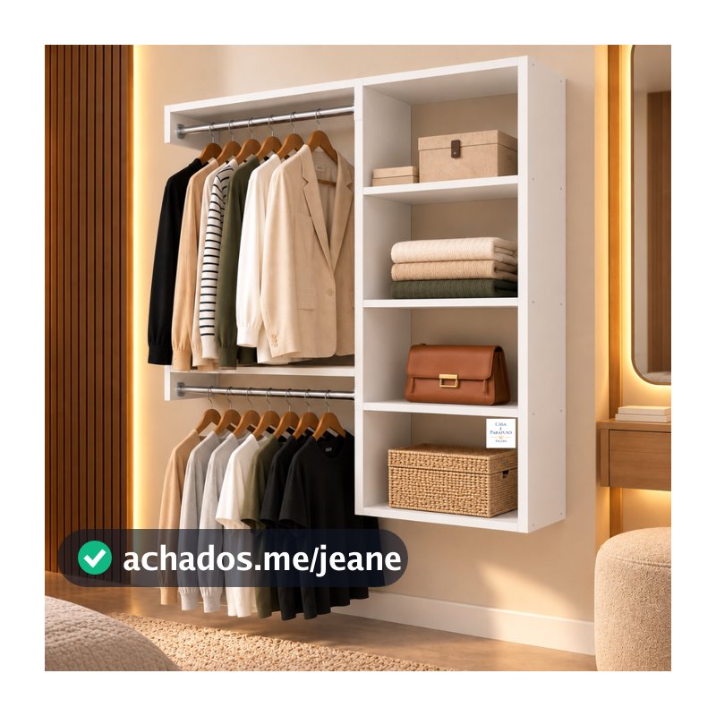 Arara Suspenso De Parede Closet Aberto Com Cabideiro -67