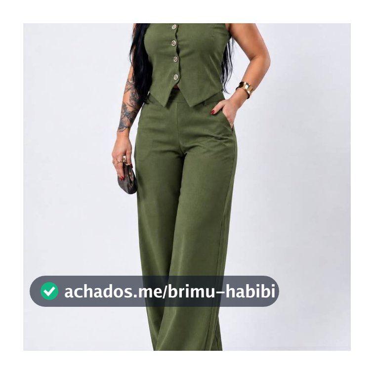 Conjunto Social Calça Pantalona Colete Botões Uniforme Escritorio Plus Size Alfaiataria