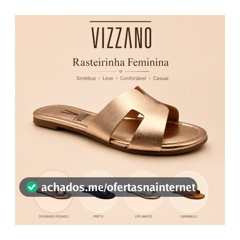 Sandália Rasteirinha Vizzano Feminina Sintética Leve Confortável Casual