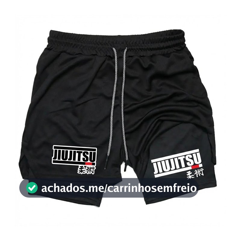 Short de Compressão Masculino Jiu-jitsu Luta Dry Fit 2 em 1