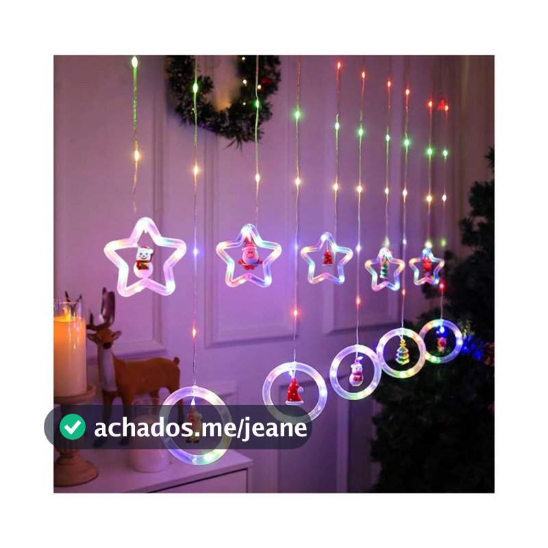 PISCA PISCA LED E ENFEITES PARA ARVORE DE NATAL FORMATOS DE LUA ESTRELA CIRCULOS DIVERSOS FORMATOS