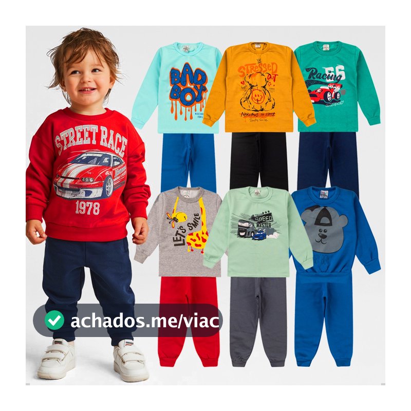 Kit 4 Peças Conjunto Moletom Infantil Menino 1 ao 16 Masculino Outono Inverno