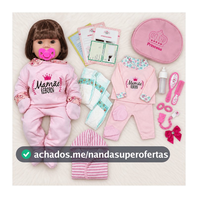 Kit Boneca Bebê Reborn 45cm Corpo Inteiro em Vinil com Bolsa Fraldas Mamadeira Chupeta e Enxoval