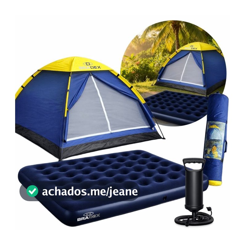 Barraca Camping 4 Pessoas Com Colchão Inflável De Casal + Bomba Kala