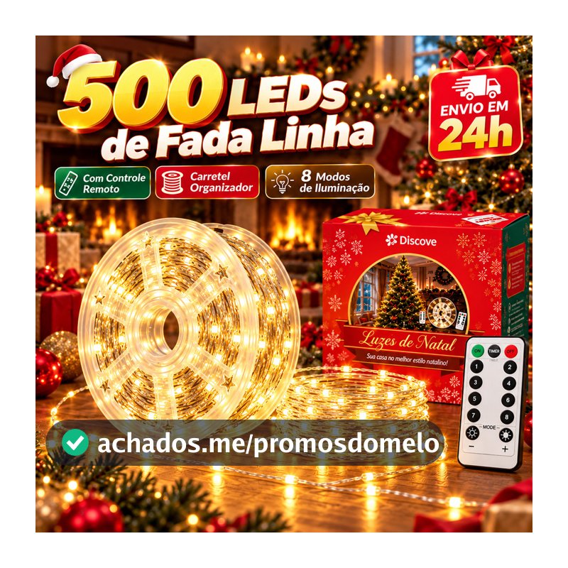 Discove Pisca Pisca LED Fio De Fada 20m 30m 50m 200 300 500 Leds 8 Modos Com Controle Para Árvore De Natal Casa