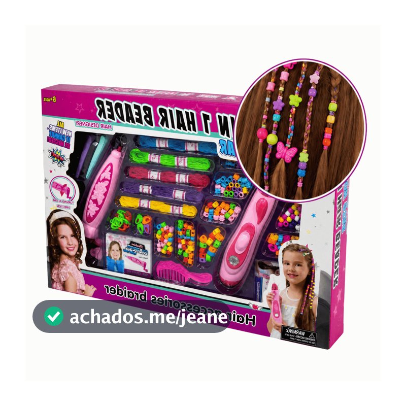 Kit de Miçangas para Cabelo Infantil com Máquina de Tranças e Pente