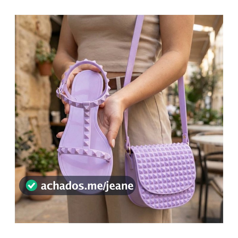 Kit Sandália Feminina + Bolsa Adulto Blogueira Moda Rasteirinha Confortável Leve
