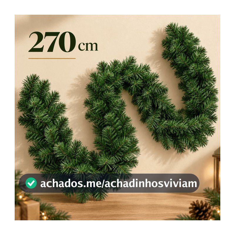 Festão de Natal Verde 2,70m 180 Galhos para Decoração Natalina