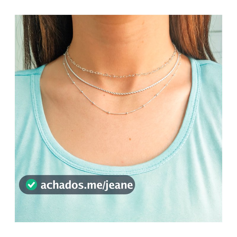Kit Mix 3 Colares Feminino Folheado a Prata 925
