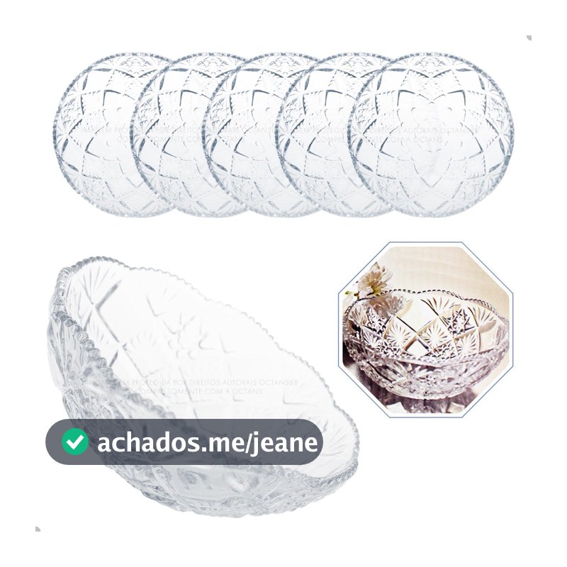 Jogo 6 bowls potes sobremesa SORVETE em Vidro -LAROUS 320ML