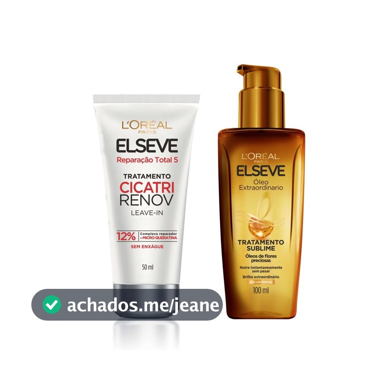 Kit Leave-in de Tratamento Cicatri Renov 50ml + Óleo Extraordinario para Cabelos Elseve Loreal Paris 100ml