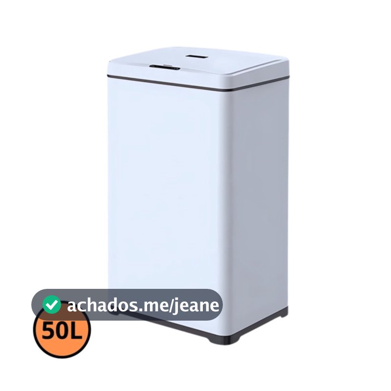 Lixeira Automática Retangular 50 Litros com Sensor Branca