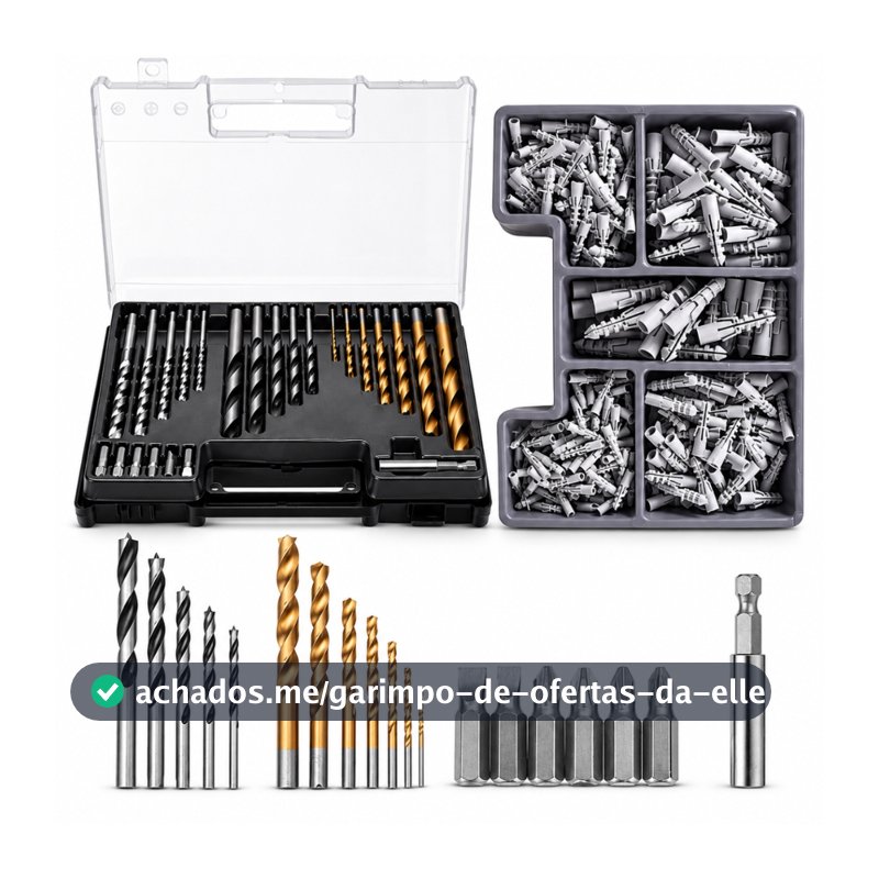 Jogo De Brocas Bits E Buchas Titanium Com 300 Peças