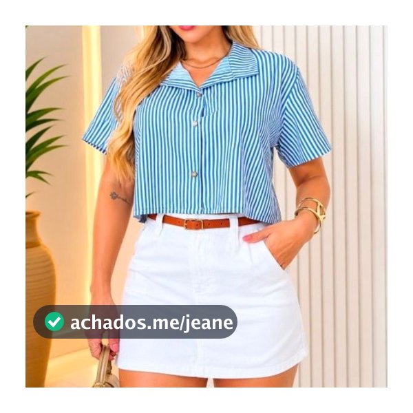 Blusa Feminina Cropped Camisa Social Botões
