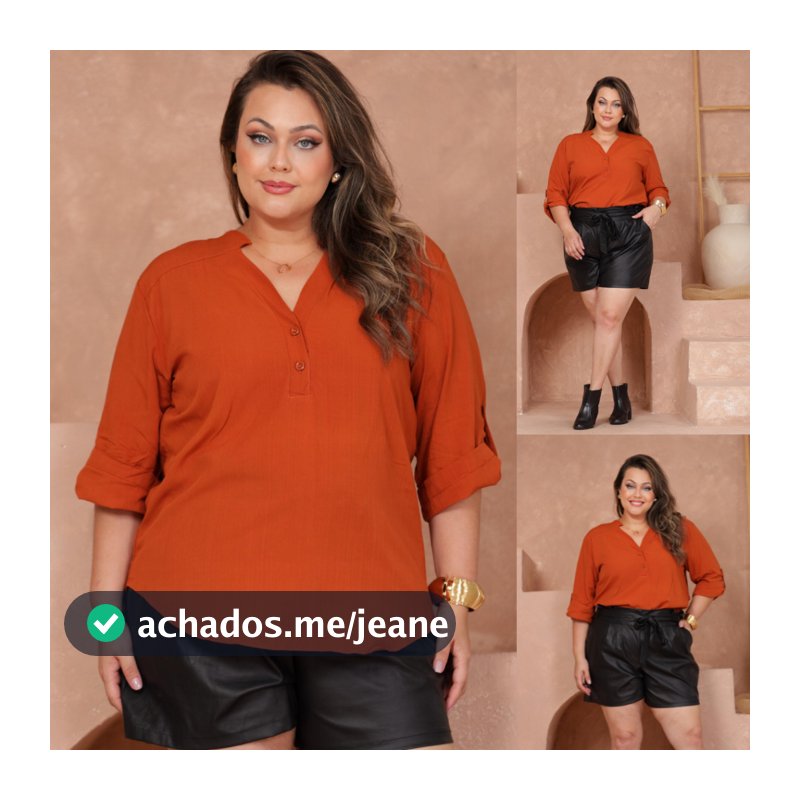 Camisa Social Feminina Plus Size Casual Manga ¾ em Viscolinho Conforto e Estilo