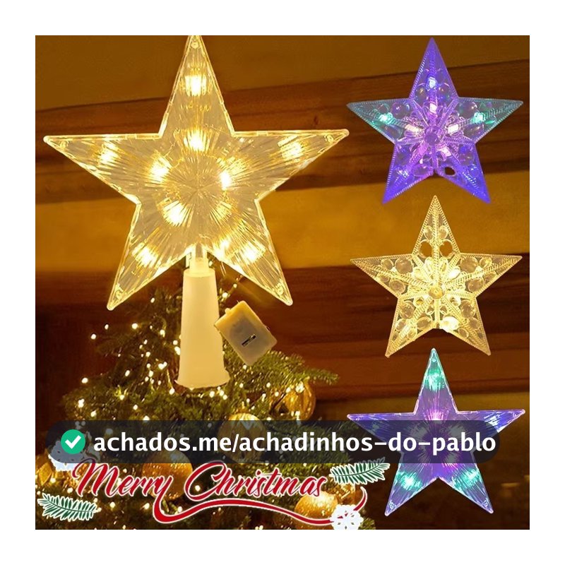 Produtos De Decoração De Natal-Luzes De Topo De Árvore De Estrela Colorida De Cinco Pontas-Lâmpada LED Brilhante-Enfeite