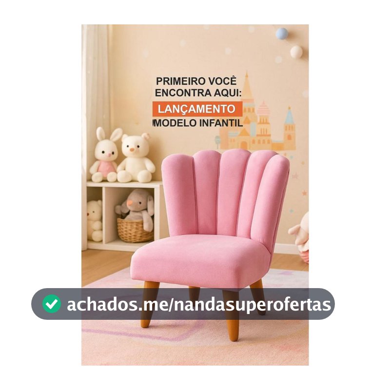 INFANTIL -  Cadeira Infantil Mini Petala Para Crianças de 01 a 08 Anos Pes Palitos Veludo Premium