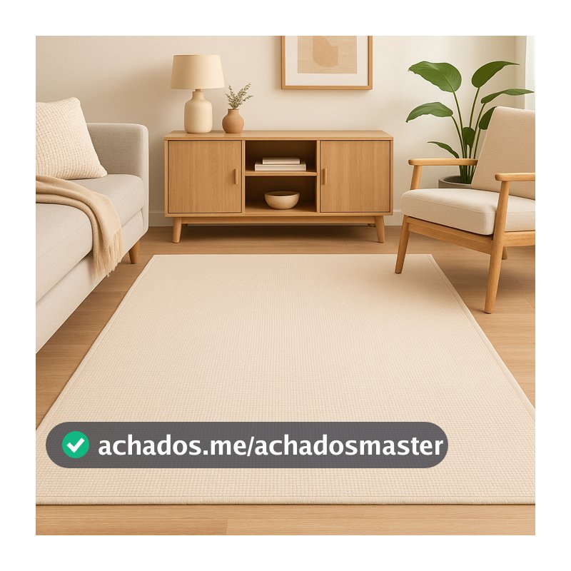 Tapete Jacquard Decorativo Boho Clean Antiderrapante Moderno em Cores Neutras para Sala