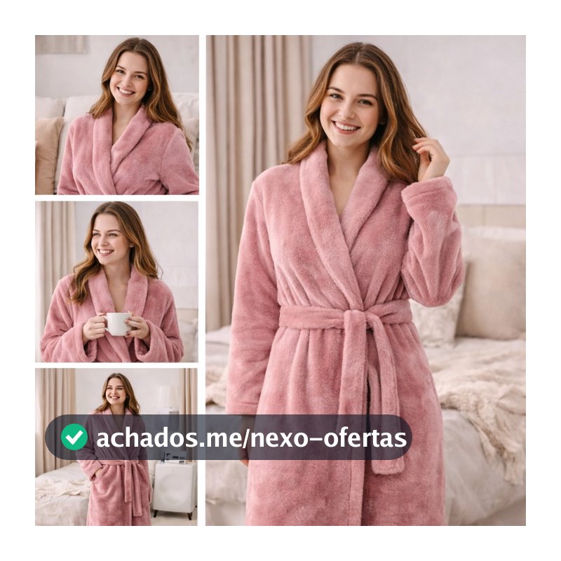 Roupão Toalha Feminino Microfibra Luxo - Rosê
