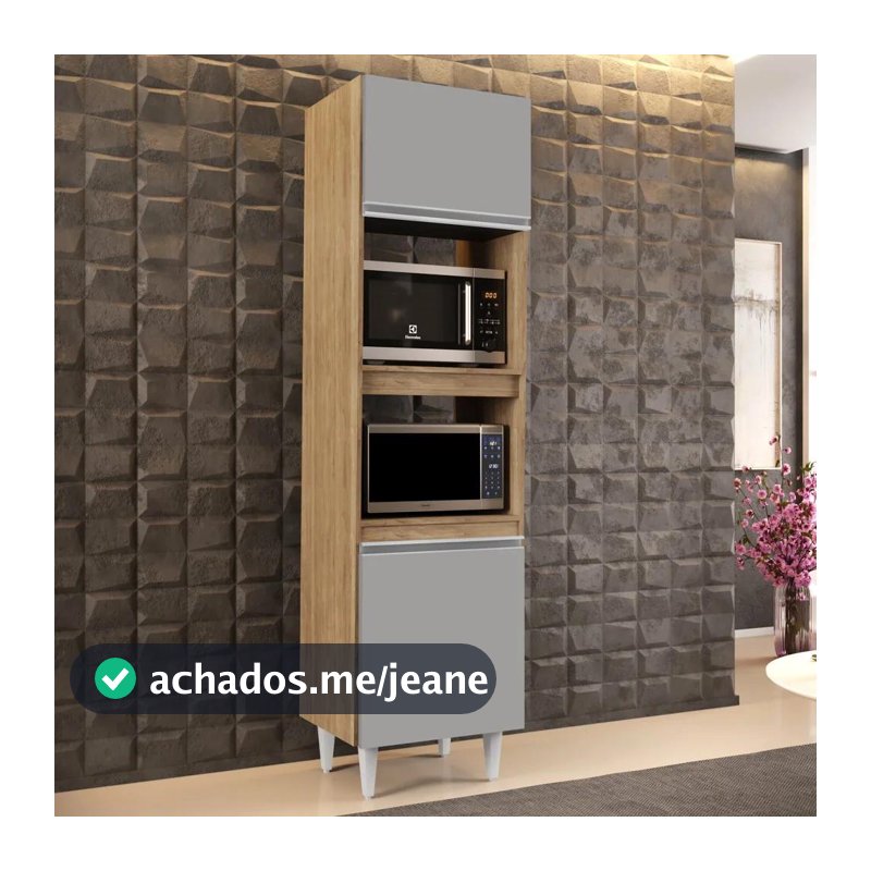 Paneleiro Cozinha Torre Quente 56cm Colorado Castanho/Cinza - Lumil Móveis