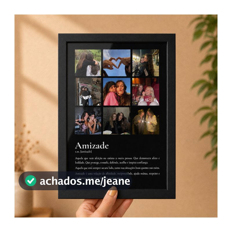 Quadro Significado de Amizade Personalizado Fotos Frase Melhores Amigas Moldura e Vidro