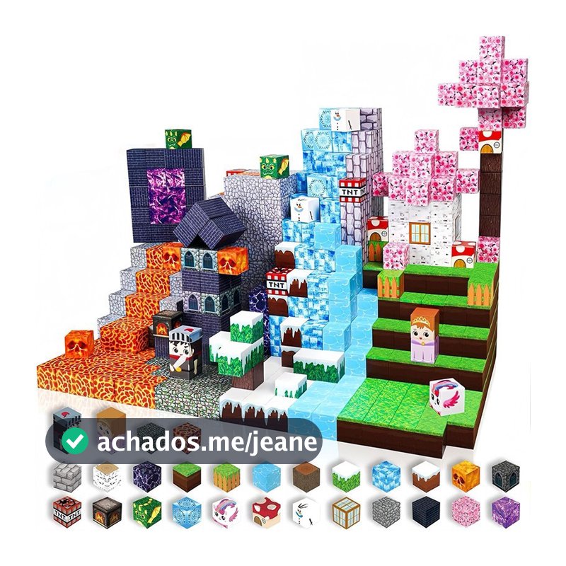 Blocos Magnéticos 100+ Peças Montessori Cubos de Construção Brinquedo Educativo Infantil STEM Mundo Pirata 3-10 Ano