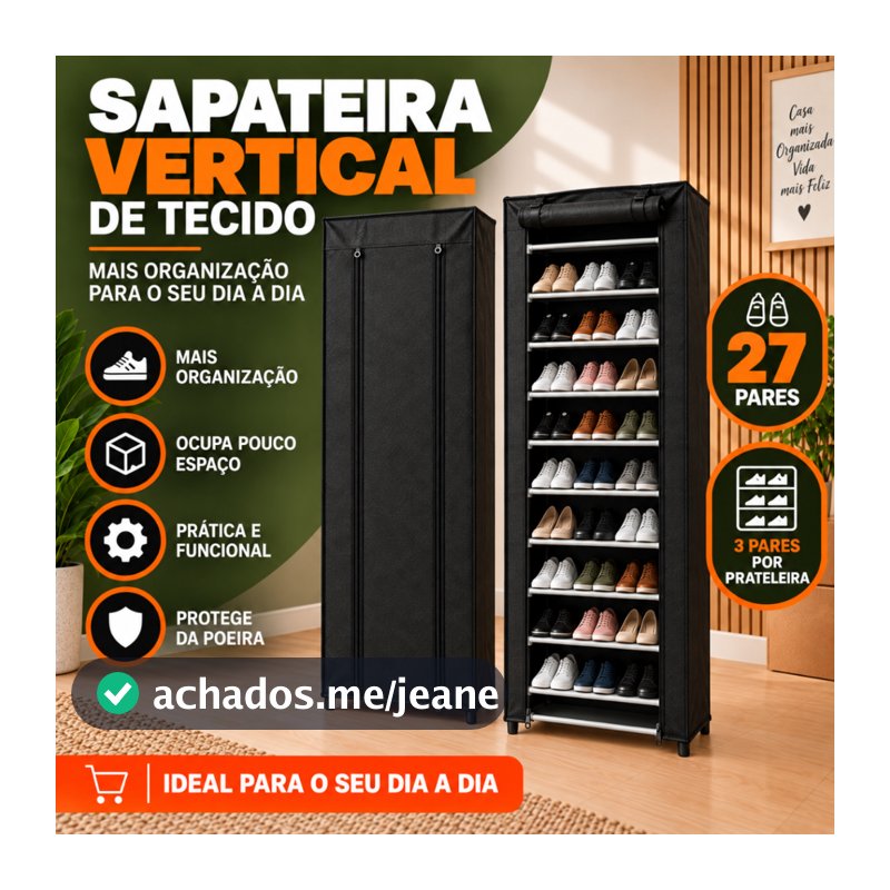 Sapateira Organizador de Sapatos 9 Andares Vertical Desmontável Compacta para Quarto Closet Entrada e Lavanderia