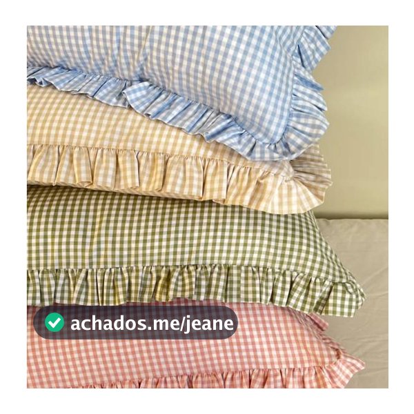 Par de Fronhas Xadrez Com Babado Farmhouse 50x70 100% Algodão fio tinto