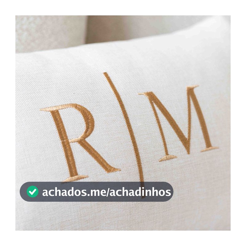 Almofada Baguete Personalizada INICIAL | INICIAL Casal Bordada (01 UNIDADE) 50x30 Com Enchimento Cama Posta