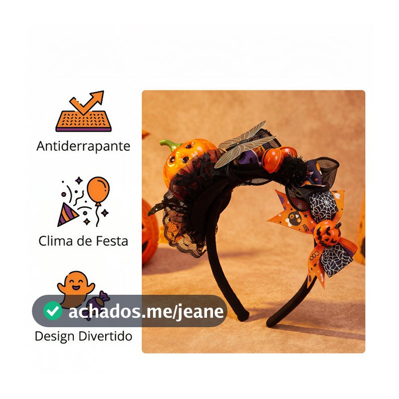 Tiara Halloween Abóbora Decorativa Laço Morcego Cosplay Festa Fantasia Feminina Infantil
