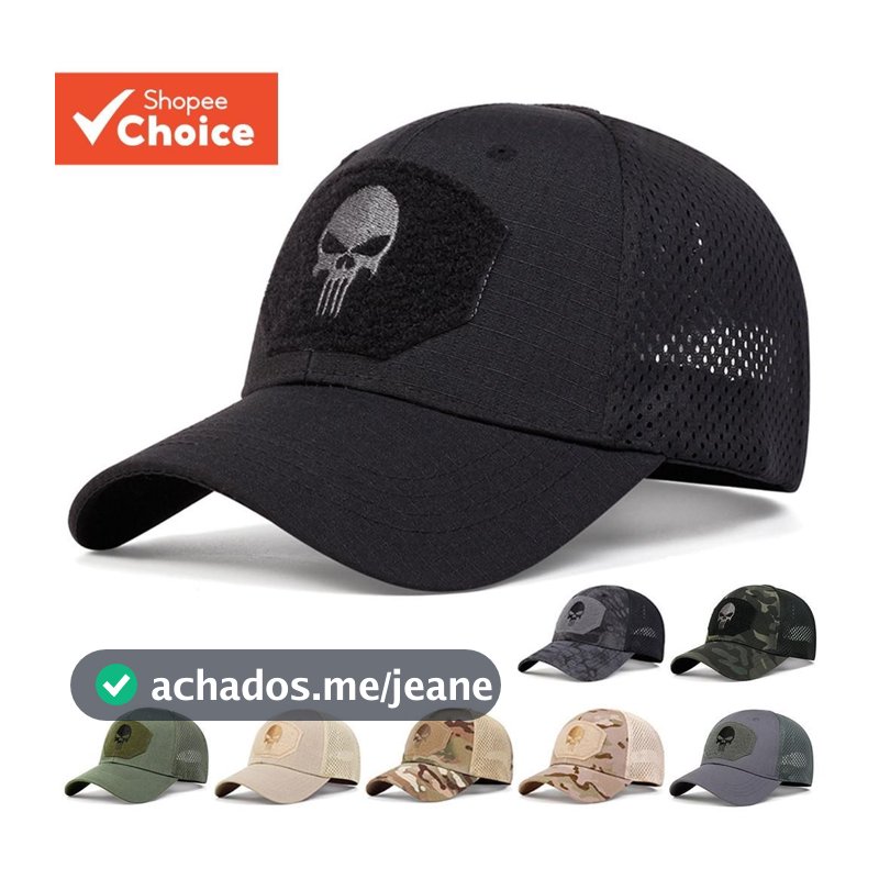 Boné De Beisebol Masculino Camuflado Com Caveira , Chapéu Tático Para Pesca E Caminhada Ao Ar Livre O Verão