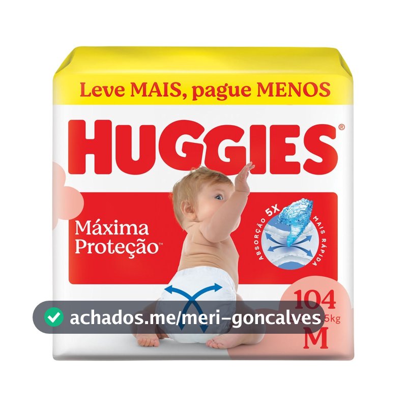 Fralda Descartável Huggies Máxima Proteção M 104 Unidades