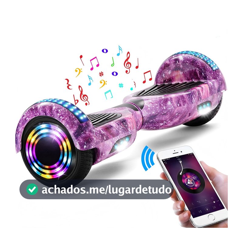Hoverboard Infantil 6.5" - Skate Elétrico com LED Inteligente Bluetooth e Bateria Forte