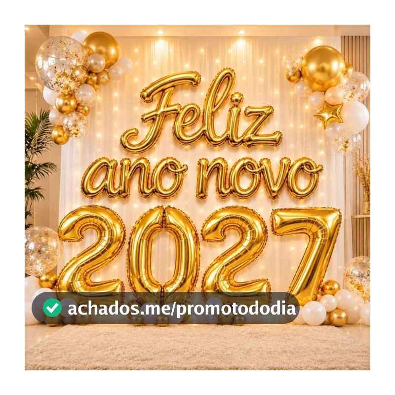 Kit Balão Metalizado 2027 40cm 70cm Feliz Ano Novo Prata Dourado Decoração Ano Novo Réveillon Festa