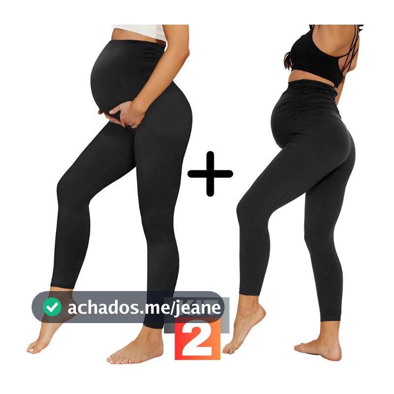 Kit 2 Legging gestante calça grávida maternidade suplex conforto barriga cós alto plus size curva