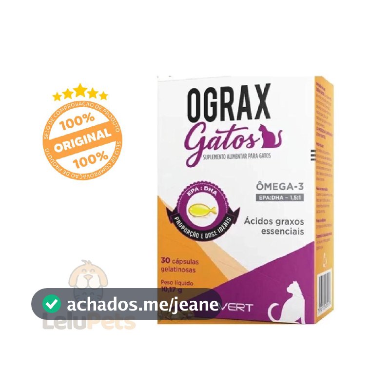 Ograx Gatos Suplemento Alimentar Para Gato Avert 30 Cápsulas