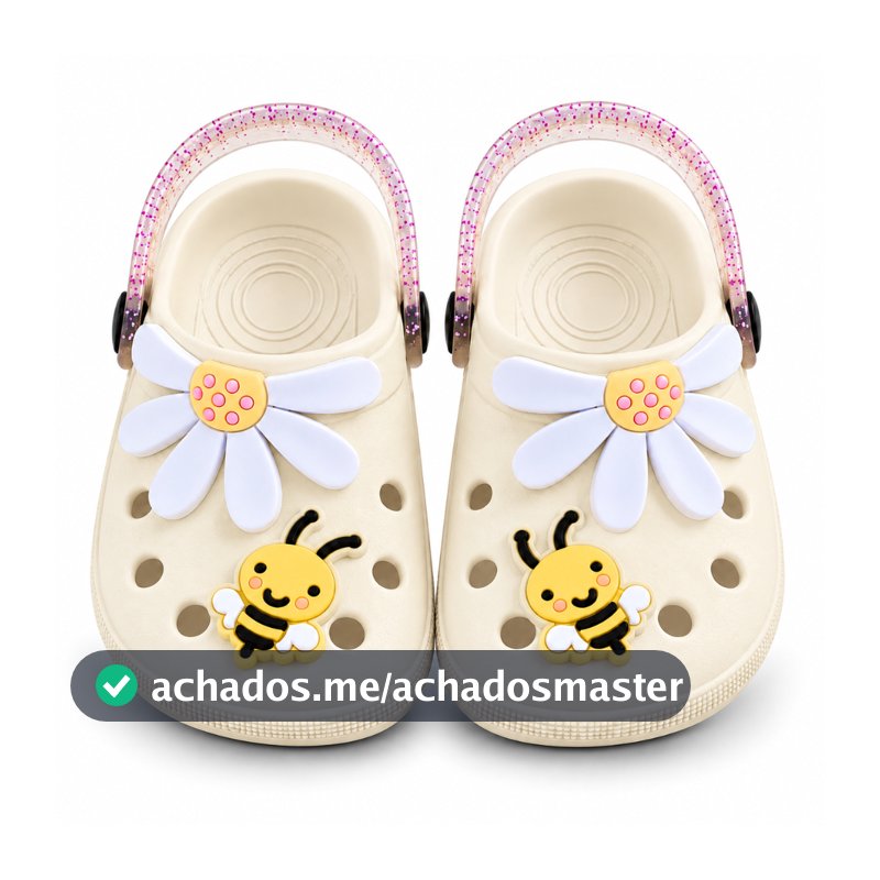 Babuche Infantil Menina Sandália Papete Feminina Abelha Flor Margarida Confortável Leve Macia Antiderrapante
