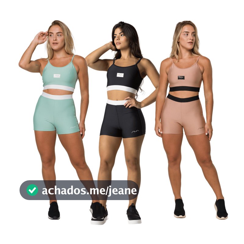 Conjunto Feminino Academia Suplex Poliamida Top e Short Com Elástico No Cós AVA Fitness