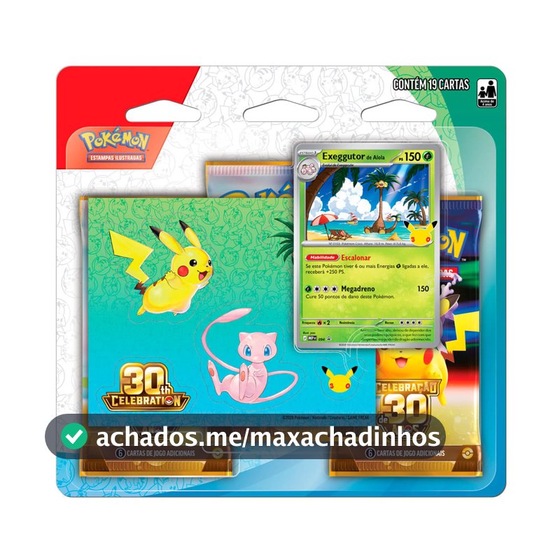 Jogo de Cartas Pokemon Blister Triplo com Adesivo Copag