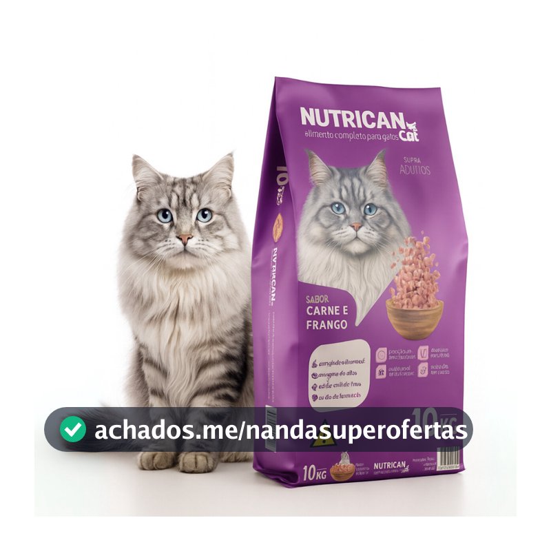 Nutrican Cat Adultos 10,1kg – Ração Seca Carne e Frango