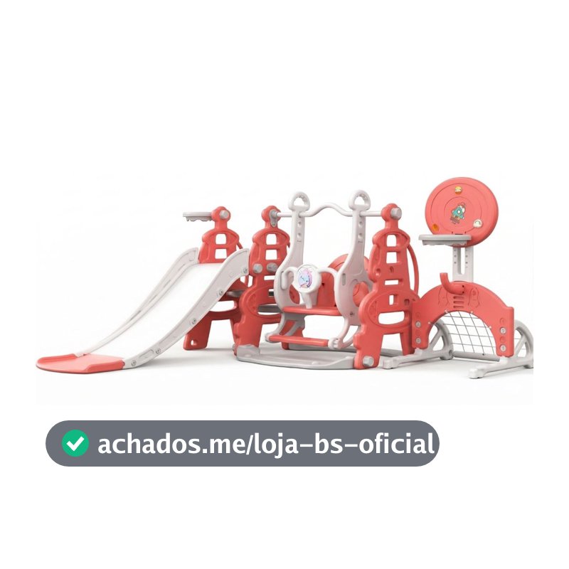 Playground Infantil Brinquedo Multifunções 6x1 Escorregador com Balanço Cesta de Basquete e Gol