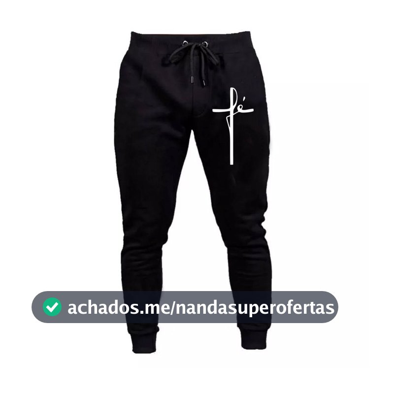 Calça Jogger Moletom Fé Religião Gospel Masculino Moletinho Academia Promoção