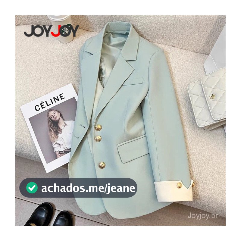 Jaqueta Casual Feminina Estilo Coreano, Novo Design de Alta Qualidade – Azul, Tamanho Pequeno