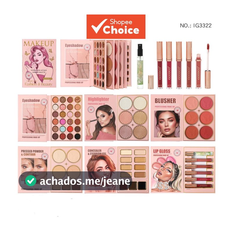 6 Páginas de Paleta de Maquiagem com Padrão de Beleza – 60 Tons para Olhos, Contorno, Brilho Labial, Corretivo,