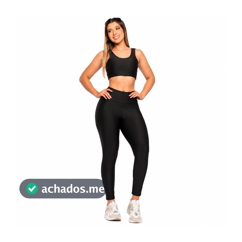 Conjunto Fitness Feminino Legging Cintura Alta + Top Academia Premium Sem Transparência
