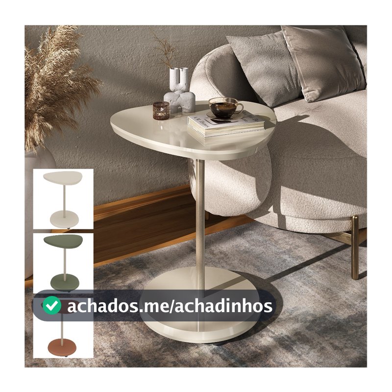 Mesa Lateral Orgânica Apoio de Canto Oval Decorativa Moderna Acabamento Perfeito Bel Artely