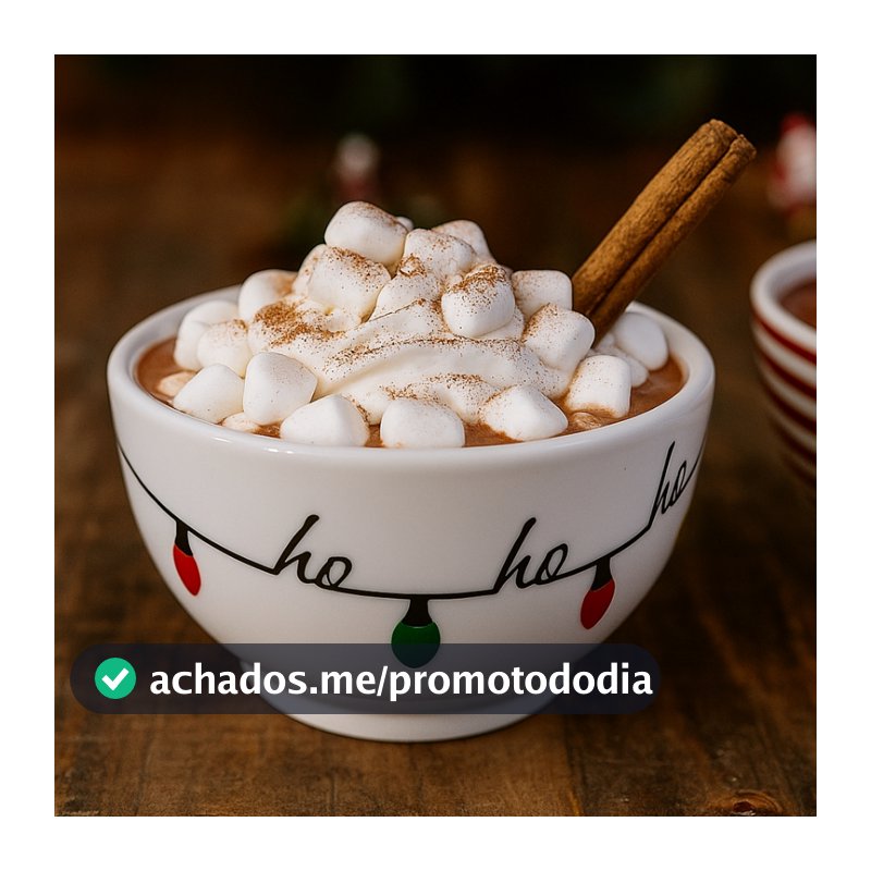 Jogo Cumbuca Porcelana Natal Luzes Gingerbread Merry Christmas Sobremesa Café Mesa Posta Presente