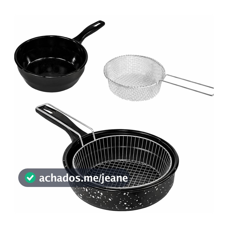 Frigideira 26Cm Aço Esmaltada Com Cesto Aramado Para Fritura