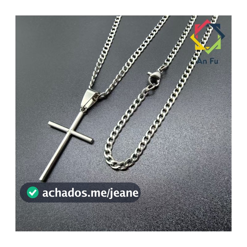 Conjunto Unissex de Aço Inox 316L - Corrente Prateada com Cruz Dourada, Estilo e Durabilidade