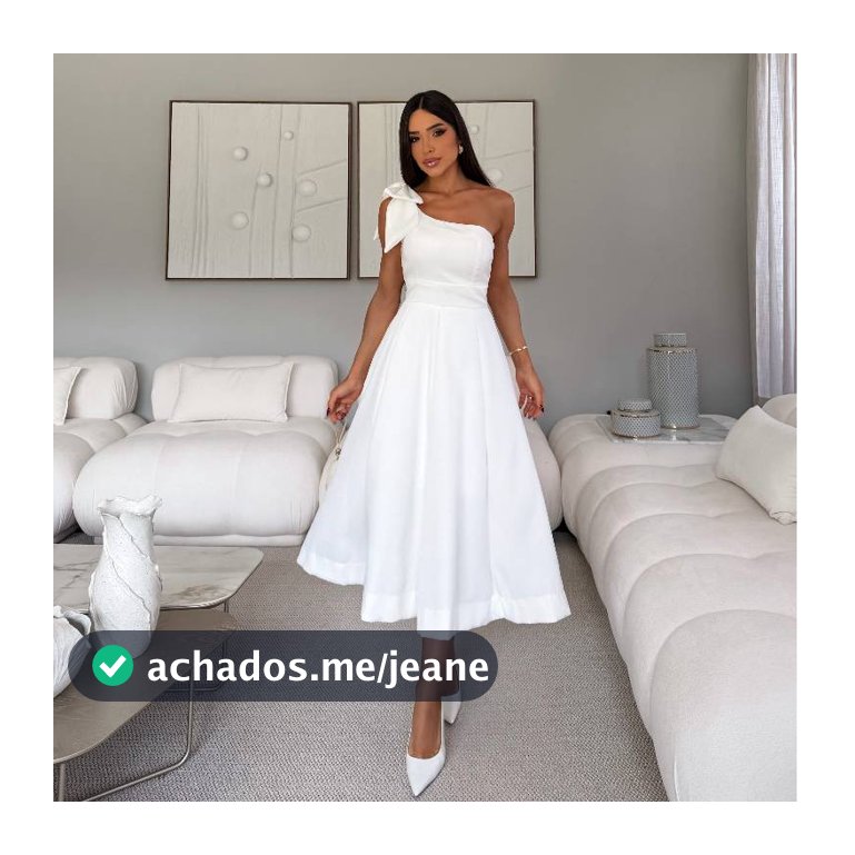 Vestido Midi com Alça Única para Casamento Civil, batizado, pré wedding e festas